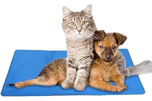 Mega_Jumble Self Cooling Gel Pet Dog Cat Cool Mat Pad Bed Mattress Heat Relief Non-Toxic 60 x 45cm Blue