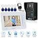 Produktbild KKMOON 7 Zoll Wired Video-Tür-Telefon Touch Taste Visuelle Gegensprechanlage Regendichte Türklingel mit 1 * 800 x 480 innen-Monitor + 1 * 700TVL Outdoor Kamera + 5 * RFID-Karte + 1 * Fernbedienung