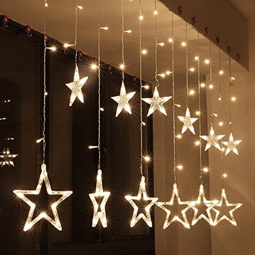 Valuetom Luci della Stringa di Stelle, 2M Luci di Fata con 12 Stelle 138pcs LEDs, Luci della Finestra a 8 Modalità, Luci di Decorazioni per Interni per Natale Matrimonio Festa