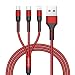 Produktbild Multi USB Ladekabel, ZKAPOR Nylon 3 in 1 Mehrfach Ladegerät Kabel mit Micro USB Typ C Stecker für Phone 8/7/ 6, Samsung S9/ S8/ S7/ A3/ A5, Huawei, Honor, Sony, Kindle, LG, 1.2m