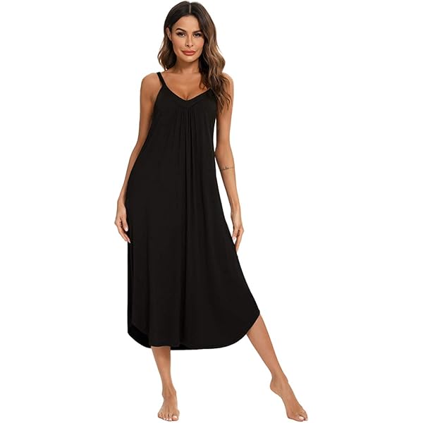 WiWi Women's Sleeveless Nightgown - Soft Bamboo Viscose Racerback Sleepshirt For Plus Size (S-4X) - View #2