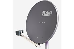 Fuba Satellitenschüssel Komplettset 4 Teilnehmer DAL 804 A - Komplettanlage DAL 800 A Alu Sat-Schüssel 80cm Anthrazit + DEK 417 Quad LNB - HDTV, UHD (4K/8K), 3D