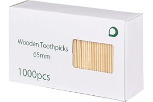 OTLCREATIONS Wooden Toothpicks - Toothpicks for Everyday Use - Toothpicks in Dispenser Box - 65mm Round Sturdy Multipurpose Toothpicks - Dental Teeth Care, Fruit Cherry Pick Sticks - 1000Pcs