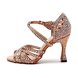 [Hermoso diseño]: el empeine está decorado con detalles de diamantes, correas ajustables y hebillas. Cómoda suela de ante.
