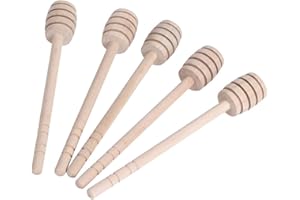 Zerodis 5Pcs Honey Stir Bar, Wood Honey Spoon Eco-Friendly Stick Dipper Dessert Stirring Rod Apicultura Suministros Herramientas