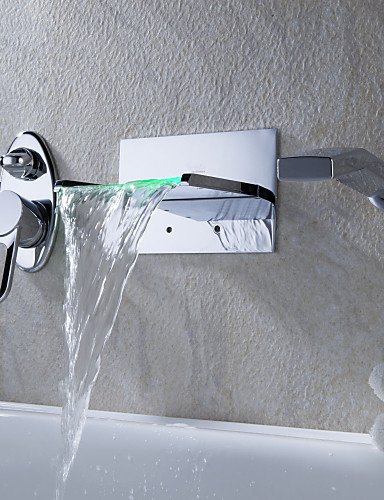 KISSRAIN® by Lightinthebox - LED Waterfall Tub Faucet with Pull-out Hand Shower (Wall Mount) - Image 5