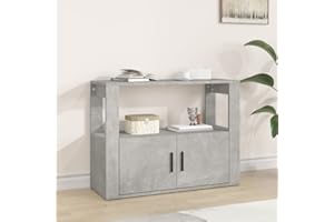 Higsose Credenza 80x30x60cm Grigio Cemento,Legno Multistrato,Mobiletto Soggiorno L'armadio Laterale Dispensa Cucina Mobile Alto Elegante Armadietto Armadio Da Esterno Metallo