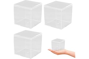 Mlysnd Vitrinas para Colecciones, Caja Transparente con Tapa, 3 Piezas Vitrina de AcríLico con Tapa Cajas de Regalo de Cubo AcríLico para Joyas, Figuras, Dulces(10x10x10cm)