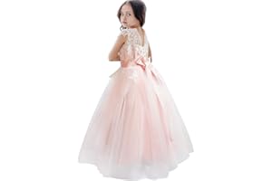 CQDY Vestidos para niñas de Flores Vestidos de Encaje para niña Vestidos Blancos de Dama de Honor Vestido de Bautizo de Bodas