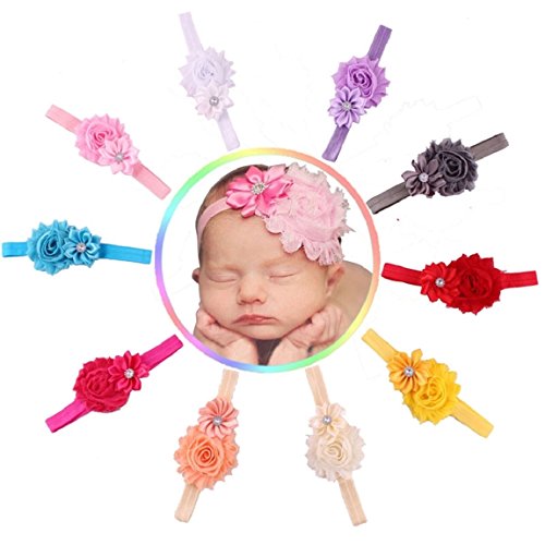 Sannysis 10pcs Baby-elastische Multicolor Blumen-Stirnband
