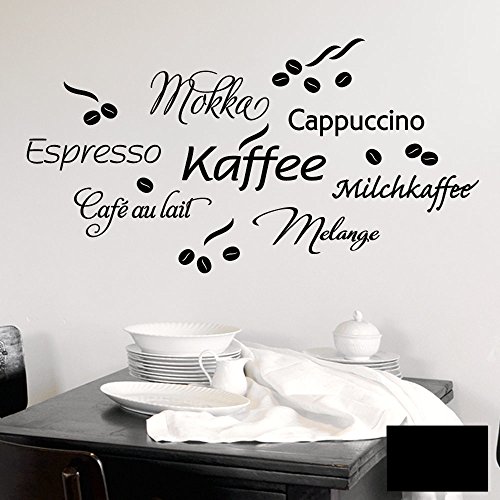 Grandora 1075W Wandtattoo Kaffee Cappuccino Espresso Milchkaffee Küche schwarz