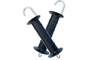 QOTSTEOS Lot de 2 poignées de portail de clôture électriques sûres avec ressort - Fournitures de jardin stables (noir)