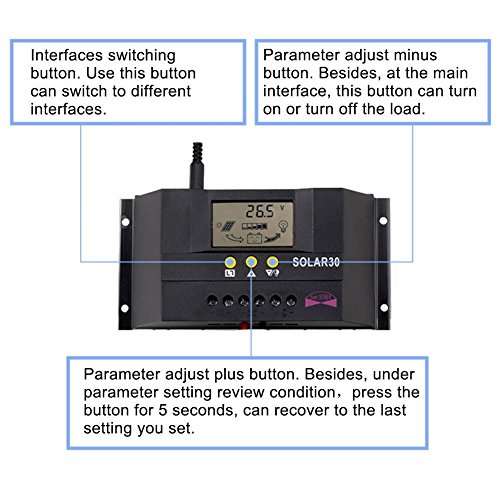 Sun YOBA 30A 12V/24V Solarregler Regler Akku laden Sicherer Schutz CE zertifizieren - 5