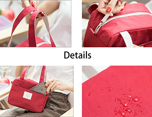 iSuperb Wasserdicht Kühltasche Mtagessen Tsche Isoliert Lunch Taschen Lunch Bag Cooler Bag für Arbeit und Schule 19.5x24x12.5cm (Rot) - 6