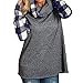 Produktbild Honestyi Damen Rollkragenpullover Karierte Hemden Tunika Langarm Pullover Sweatshirt(Marine,XXXXXL)
