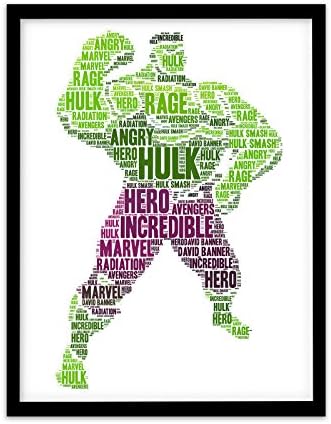 FP1041 Unusual Marvel DC Gifts ? Hulk A4 Print Personalised Word Art