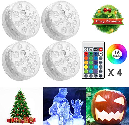 HOVNEE Luz subacuática, RGB Multi cambio de color impermeable LED luces para piscina, Navidad, Halloween, Navidad, Fish Tank decoración, luz subacuática con mando a distancia