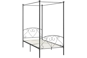 vidaXL Rama łóżka z baldachimem, szara, metalowa, 120 x 200 cm