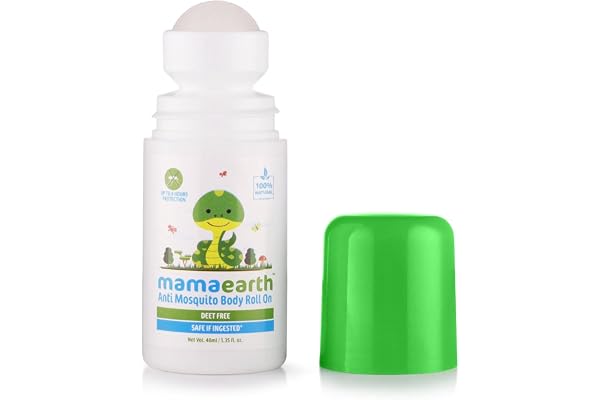 Mamaearth Natural Anti Mosquito Body Roll On for Indoor & Outdoor use, Mosquito Repellent, DEET Free, Protects from Dengue, Malaria & Chikungunya,Safe for babies-40ml