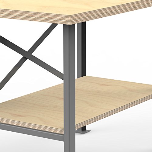 AUPROTEC Profi-Werkbank 1250 x 600 x 850 mm mit Multiplex-Platte 40mm – Werkbankplatte Massiv Multiplex Holz – Industriequalität - 3