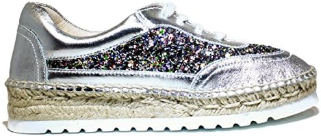 VIGUERA 15235091 DEPORTIVO GLITTER MULTI + BABY SHOES SNEAKERS WEDGES, WEDGE LOW, NEW COLLECTION SPRING SUMMER 2016 LEATHER PLATA