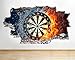 Produktbild tekkdesigns F478 Darts Game Board Fire Wasser zerstörten Wand Aufkleber 3D Kunst Aufkleber Vinyl Raum