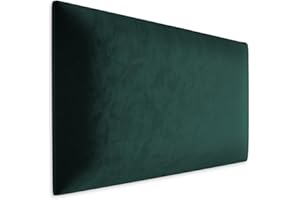 Muralo Samt Wandkissen Stoff Polsterpaneel Schlafzimmer Wohnzimmer Bett Wandpolster Bettkopfteil Lendekissen Modern Luxus Gepolstert Polster Paneel (Flaschengrün, 50 cm x 30 cm)