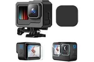 LUPHOLUE Carcasa Protectora Funda de Marco Estuche de Esqueleto con Adaptador de Zapata fría, Cubierta Lateral, Tapas de Lentes y Cubierta de Pantalla Compatible with GoPro Hero 12 11 10 9