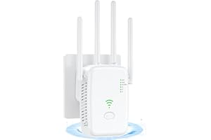 MODERN INNOVATIONS Repetidor WiFi, Amplificador Señal WiFi 2.4GHz 300Mbps Extensor Wi-Fi con Puerto Ethernet, 4 Antenas, repetidor WiFi Largo Alcanc, para oficinas y hogares