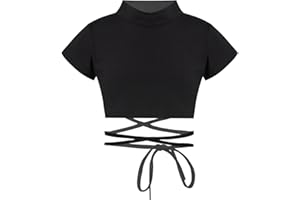 inhzoy Top Deportivo con Manga Larga para Niñas Top Corto Informal con Espalda Abierta de Moda Camiseta Deportiva de Entrenamiento de Gimnasia