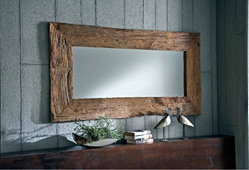 NATUR UNIKAT Wandspiegel massiv Teak Holz Spiegel Altholz edel 150cm Antik Style