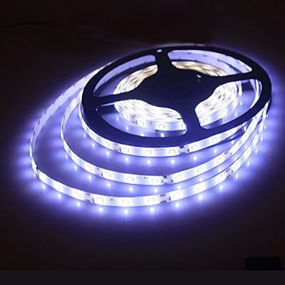 ALED LIGHT 2017 Nouveau Kit de Bande LED 5M 3528 SMD 300 Unités LEDs Ruban Flexible Écologique Non Étanche, Bande à LED Léger avec Alimentation 12V (Blanc Froid)