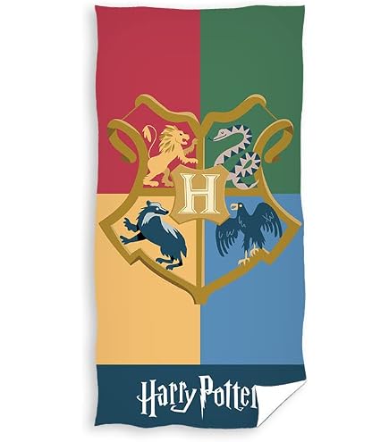 Asciugamano Harry Potter Per Bambini | Telo Da Bagno E Spiaggia 100% Cotone 75x150 Cm | Stampato Con Stemma Di Hogwarts