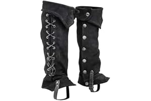 DARABUN Vintage Beinschutz Gamasche - verstellbare PU Leder Schnalle Schuhe Abdeckung Mittelalter Stiefel Gamaschen Wandern Schienbeinschutz Rüstung für Männer Frauen, Cosplay Kostümzubehör