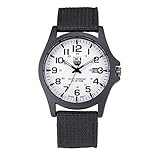 Mens-Datums-Edelstahl-Militärsport-analoge Quarz-Armee-Armbanduhr Chenang der im Freien Herren-/Damen-Uhr Ø 41mm mit Milanaise-Armband Canvas Kalenderuhr