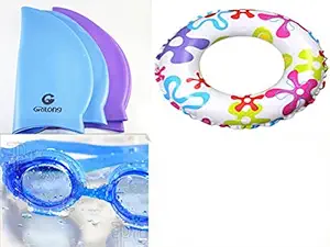 Swimming Cap Goggle and Ring for Kids