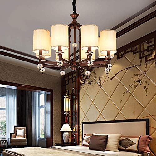 Preisvergleich Produktbild Vaticano Kristall-Kronleuchter 8 Kopf Stoff Schatten chinesische chinesischen Retrostil