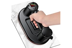 RWSRW Ventosa para Azulejos Eléctrico, Ventosas para Azulejos 24 cm, Cargas 300KG Batería de Litio 4000mAh Pantalla LCD,Ideal para Levantar Cristales, Mármol, Cerámica y Vidrio -Negro