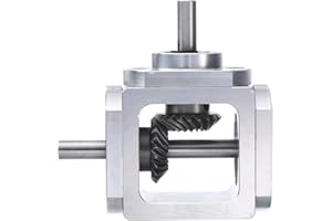 Veciado Gear-Box 90 Degree Right Angle Bevel Gear-Box 1:1 Single Output Shaft 1 Module 20 Teeth Bevel Gear Aluminum Frame