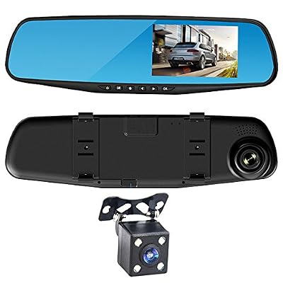 Zuoao Caméra DVR de Voiture, ZUOAO Dashcam Rétroviseur Caméra Embarquée Avant et Arrière Voiture HD 1080P 170° Angle de Vue Enregistreur de Conduite G-sensor, Boîte Noire de Voiture, Vision Nocturne, Event Data Recorder