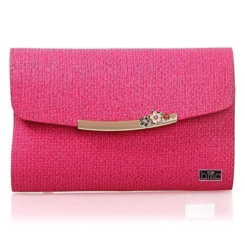 BMC Super Cute Mini Hot Pink Faux Leather Tweed Print Envelope Style Clutch XL Nail Stamping Plate Carrier