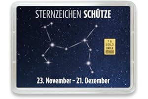Goldstücke24 - Goldbarren mit Sternzeichen in Motivbox - Tolle Geschenkidee - Echtheitsgarantie (Schütze: 23. November - 21. Dezember, 1g Gold)