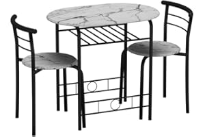 URBNLIVING 3-Piece Dining Table Set with 2 Chairs – Compact Kitchen & Breakfast Nook Furniture, Space-Saving Design for Small Apartments, Modern Style Dining Room Table Set Easy Assembly