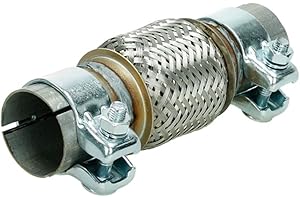 ECD Germany Tuyau Flexible Universel - 50,7 x 100/208 mm - avec 2 Colliers - en Acier Inoxydable - Interlock - Montage sans Soudure - Tuyau Ondulé Système d'échappement