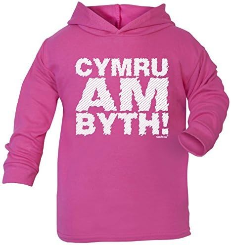 Fonfella CYMRU AM BYTH ! COTTON HOODIE TEE (24-36 Months - CERISE PINK)