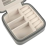 Vlando Kleine Faux Leder Reisen Schmuck Box Organizer Display Aufbewahrungsbox Fall für Ringe Ohrringe Halskette mit Spiegel - 6