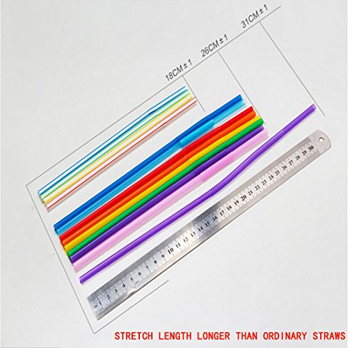Shiney Trink Strohhalme Extra lang Einweg Bendable Flexible Plastic,Verschiedene Farbe Trink Strohhalme für Geburtstage,Hochzeiten,Weihnachten,Feiern und Feiern 100 pc - 3