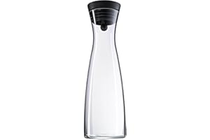 WMF Basic - Botella de Agua de Cristal 1,5 Litro, Sistema de Cierre Close Up, Tapa de Silicona, Apta para Almacenaje en Puerta de Nevera, Sin Accesorios, Negro