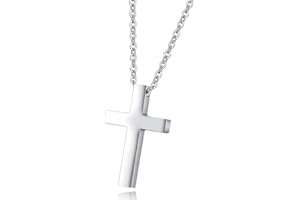 FPEAOB Kreuzanhänger aus Edelstahl Halskette Herren Damen Silber Kreuz Ketten für Männer Frauen
