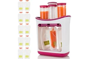 AIITLLYNA Infantino Machine de remplissage de pochettes, station de compression, nourriture complémentaire pour bébé, avec 10 pochettes jetables, pour aliments liquides et semi-solides